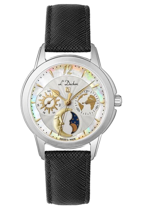 Женские часы L`Duchen Petit Celeste D 857.11.32, механизм кварцевый, циферблат белый, браслет кожа — Изображение 1